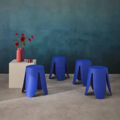 4er-Set stapelbare Hocker mit Kunstleder