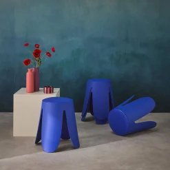 4er-Set stapelbare Hocker mit Kunstleder