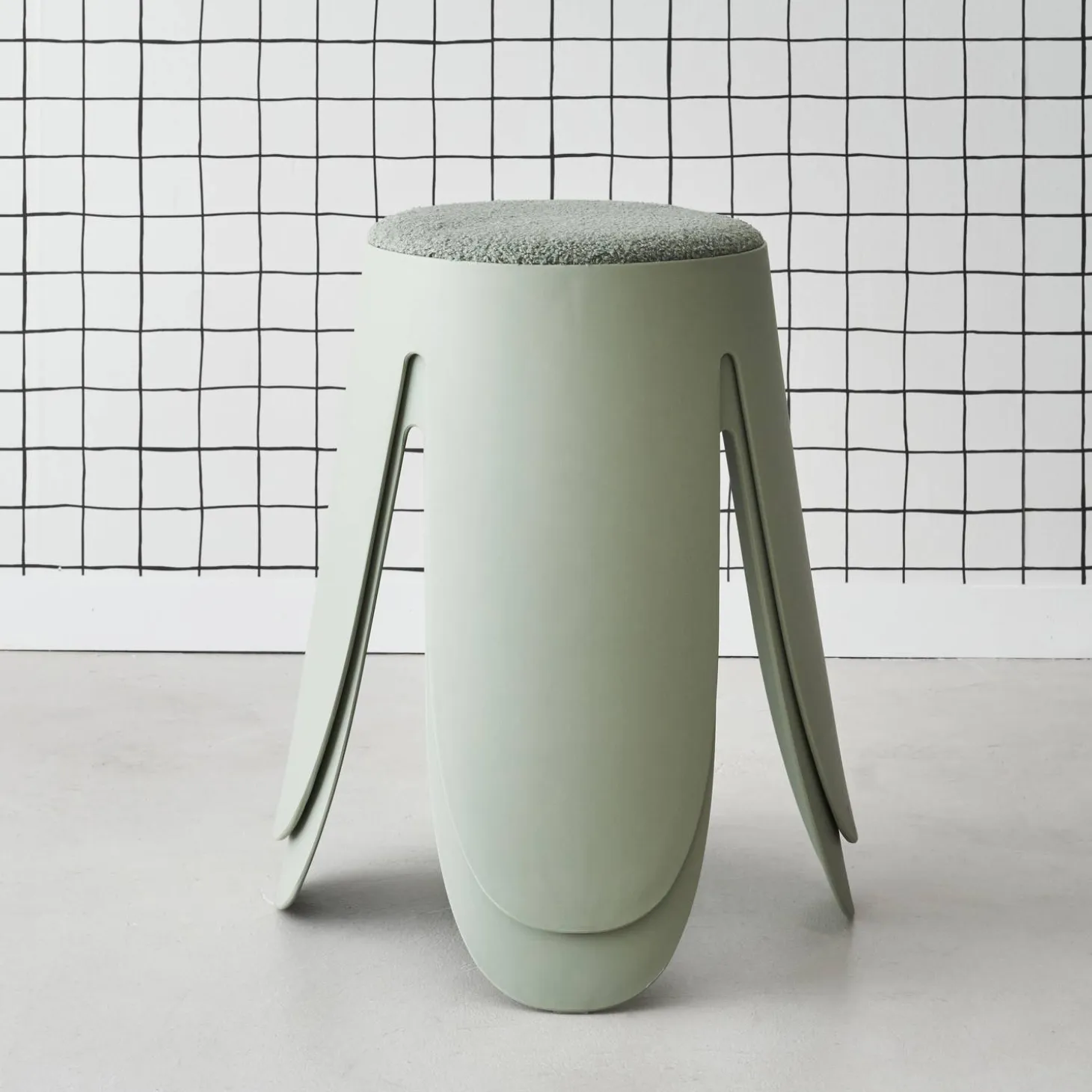 2er Set stapelbare Hocker, strukturierter Bouclébezug