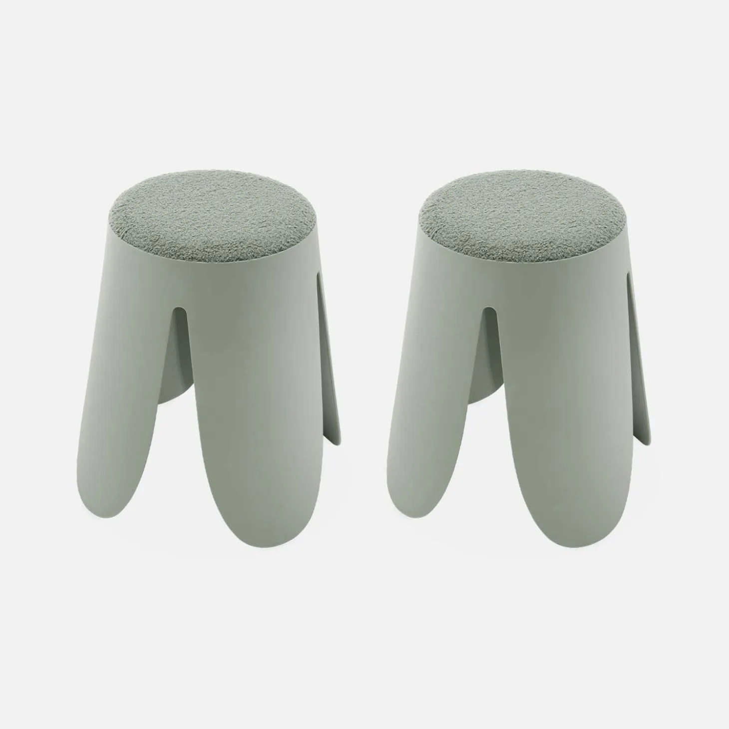 2er Set stapelbare Hocker, strukturierter Bouclébezug