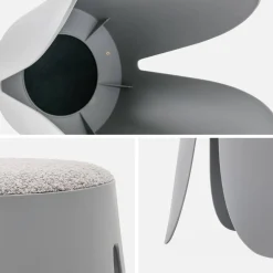 4er Set stapelbare Hocker, strukturierter Bouclébezug