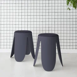 2er Set stapelbare Hocker, strukturierter Bouclébezug
