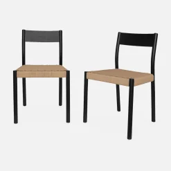 2er-Set Stühle aus Holz und Seilgeflecht