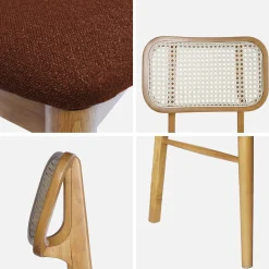 2er-Set Stühle im Bohème-Stil aus Hevea und Rattan-Geflecht