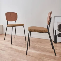 2er-Set Stühle mit strukturiertem Bouclé-Sitz