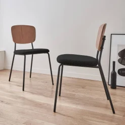 2er-Set Stühle mit strukturiertem Bouclé-Sitz