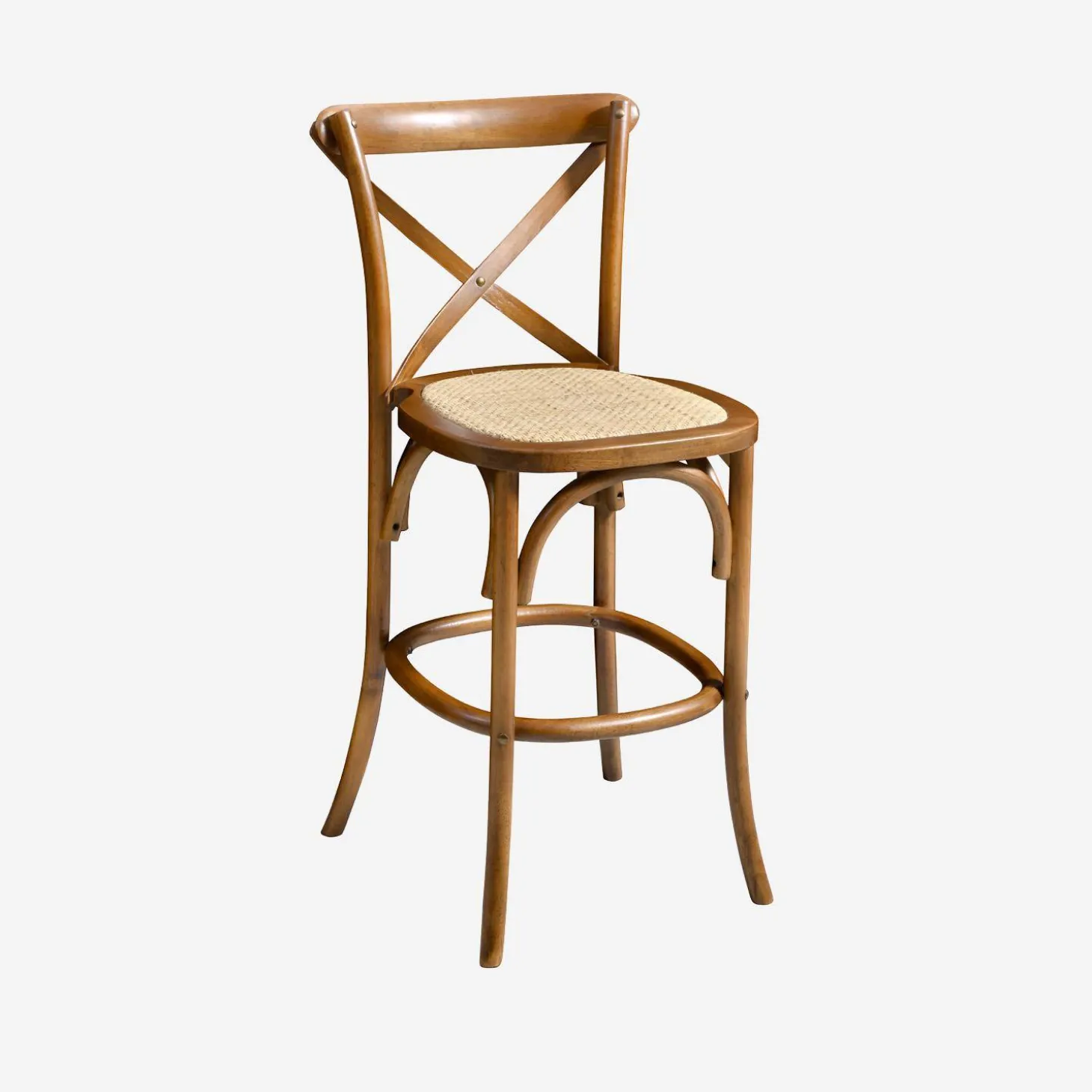 2er-Set Vintage Bistro-Barhocker aus Holz H 105 cm
