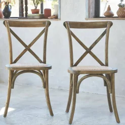 2er-Set Vintage Bistrostuhl aus Holz
