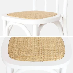 4er-Set Vintage-Stühle aus Holz und Rattan-Geflecht