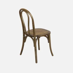 4er-Set Vintage-Stühle aus Holz und Rattan-Geflecht
