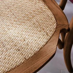 4er-Set Vintage-Stühle aus Holz und Rattan-Geflecht