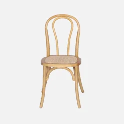 4er-Set Vintage-Stühle aus Holz und Rattan-Geflecht