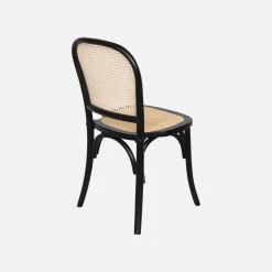 4er-Set Vintage Stühle aus Holz und Rattan-Geflecht