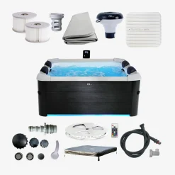Fester Whirlpool 6 Personen Hydromassage, 4 Kissen Abdeckplane inbegriffen 180cm
