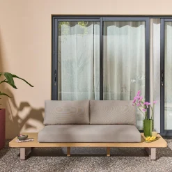 Gartenbank aus Akazienholz und Aluminium für 2 Personen