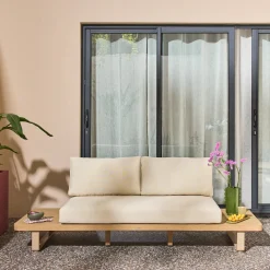 Gartenbank aus Akazienholz und Aluminium für 2 Personen