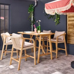 Garten-Bartisch aus Akazienholz mit 4 Stühlen