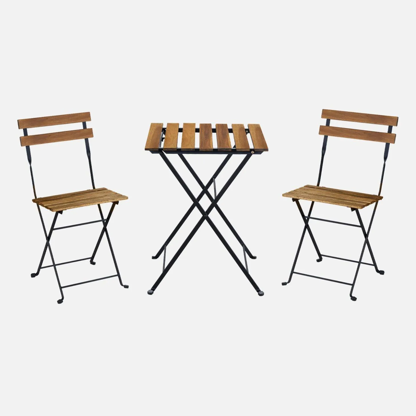 Garten-Essgruppe im Bistro-Stil, 2 Stühle, klappbar