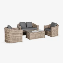 Gartengarnitur Polyrattan 4 Plätze Valentino + Kissen