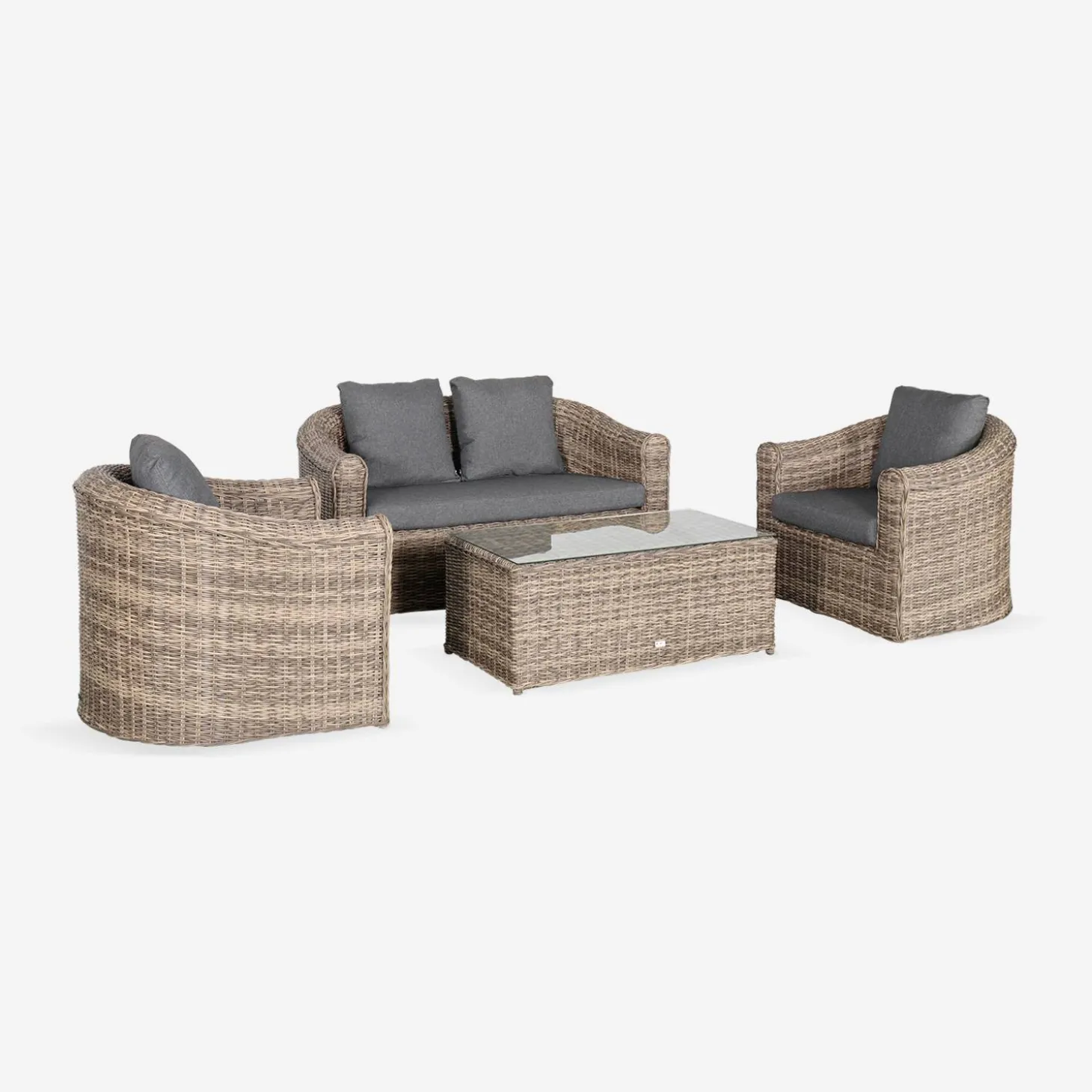 Gartengarnitur Polyrattan 4 Plätze Valentino + Kissen
