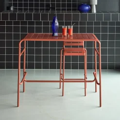 Garten-Hochtisch aus Stahl 4 Personen 120 x 70cm x 95 cm