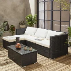Gartenlounge aus Polyrattan für 4 Personen
