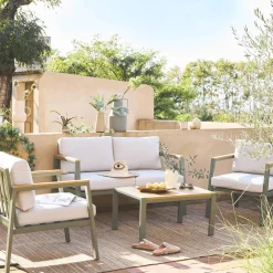 Gartenlounge-Set aus Aluminium und Polywood, 4-Sitzer