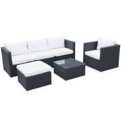 Gartenlounge-Set aus Polyrattan, 5 Sitzplätze
