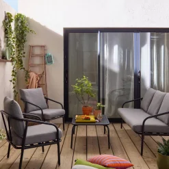 Gartenlounge-Set aus Stahl für 5 Personen