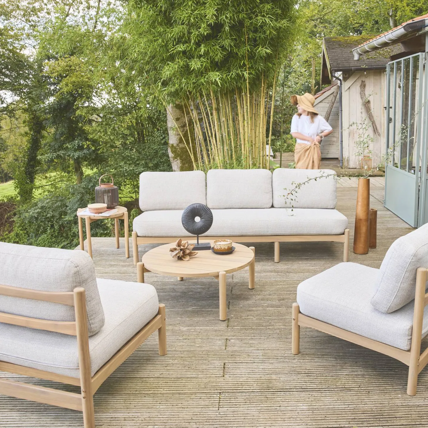 Gartenlounge-Set 5-Sitzer aus Akazienholz