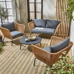 Gartenlounge Singapur mit Sofa und 2 Sesseln