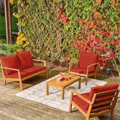 Gartenmöbelset aus Akazienholz für 4 Personen
