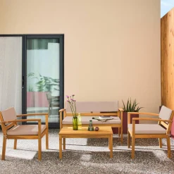 Gartenmöbelset aus Akazienholz für 4 Personen