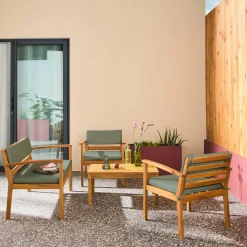 Gartenmöbelset aus Akazienholz für 4 Personen