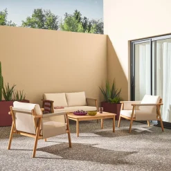 Gartenmöbelset aus Akazienholz für 4 Personen