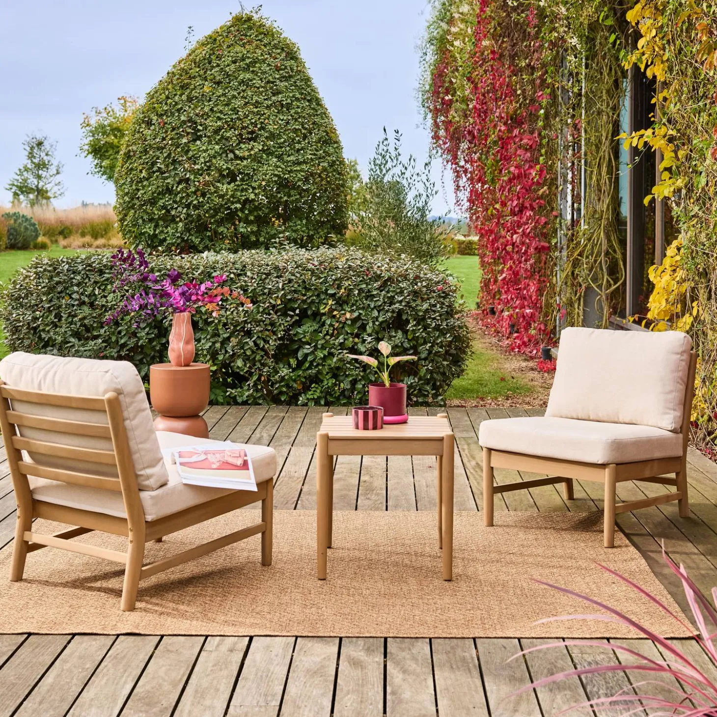 Gartenmöbelset aus Akazienholz für 2 Personen