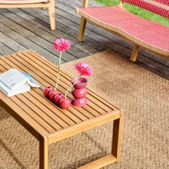 Gartenmöbelset aus Akazienholz und Geflecht für 4 Personen