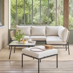 Gartenmöbelset für 5 Personen aus Stahl mit Seilbespannung
