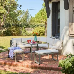 Gartenmöbelset mit Tisch aus Aluminium für 9 Personen