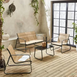 Gartenset aus Metall und Textilene für 4 Personen