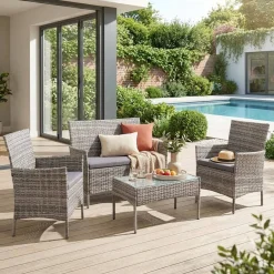 Gartenset aus Polyrattan, 4 Plätze Moltès