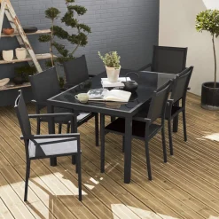 Gartentisch Aluminium + 6 Sessel