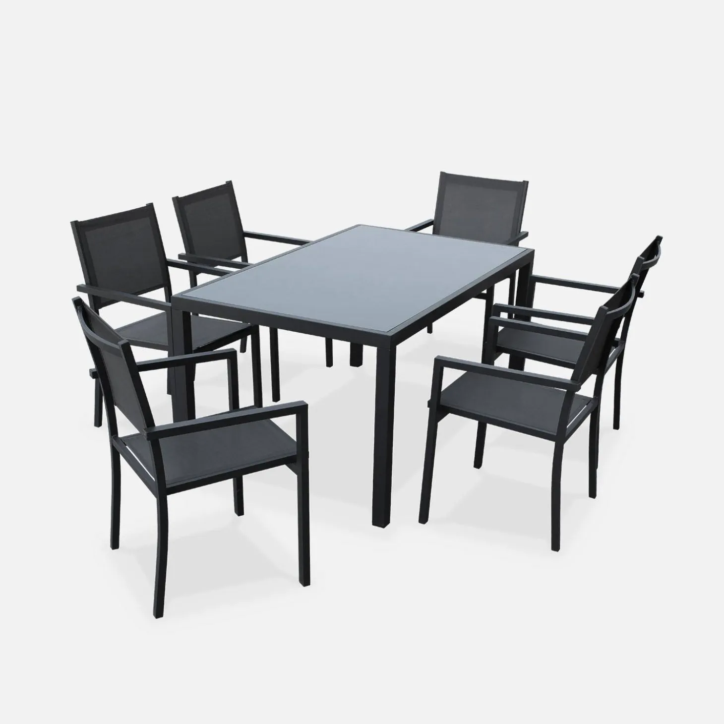 Gartentisch Aluminium + 6 Sessel