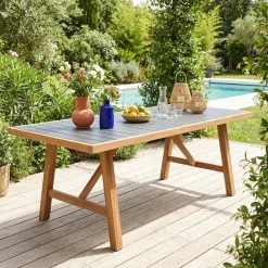 Gartentisch aus Akazienholz und Aluminium für 8 Personen