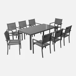 Gartentisch aus Aluminium + 8 Sessel