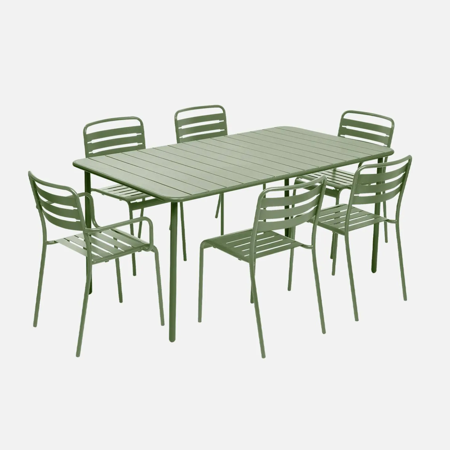 Gartentisch aus Stahl 2 Sessel und 4 Stühle