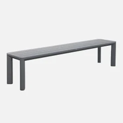 Gartentisch, 1 Bank und 4 Stühle aus Aluminium und Textilene