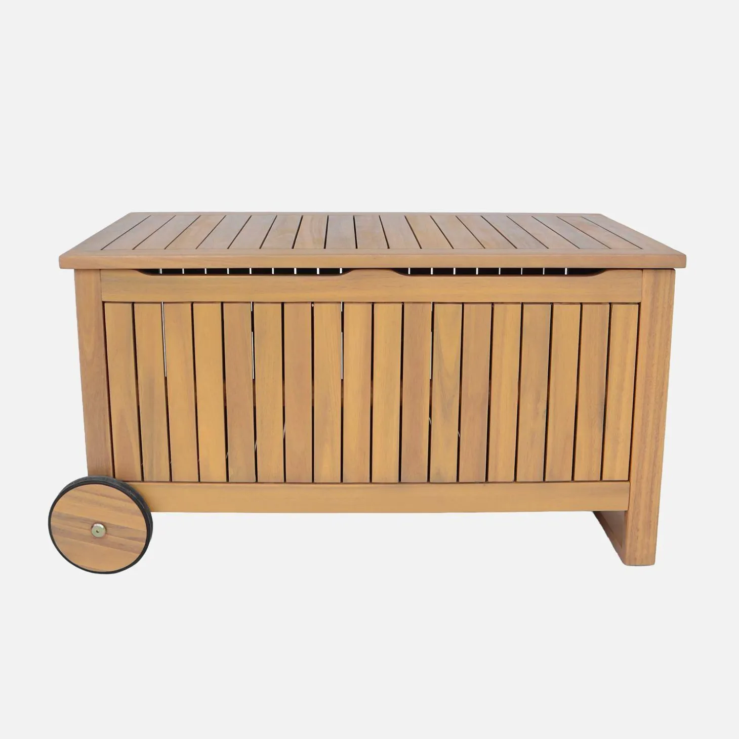 Gartentruhe aus Akazienholz mit Rollen 119L