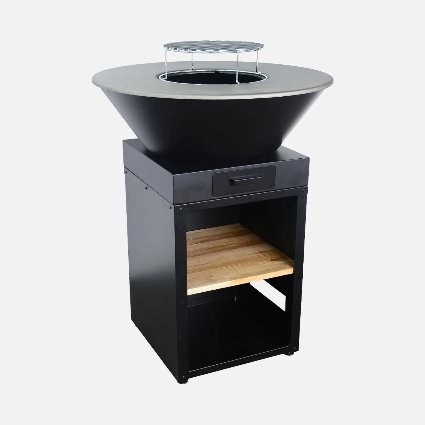 Grill-Feuerschale Ø81,5 cm, Grillrost, Holzlagerung