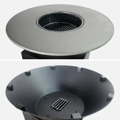 Grill-Feuerschale Ø 81,5 cm mit Grillrost, Stauraum, Deckel und Zubehör